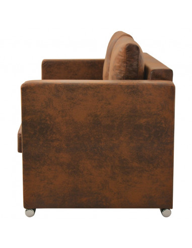 Divano a 2 Posti 137x73x82 cm in Pelle Scamosciata Artificiale