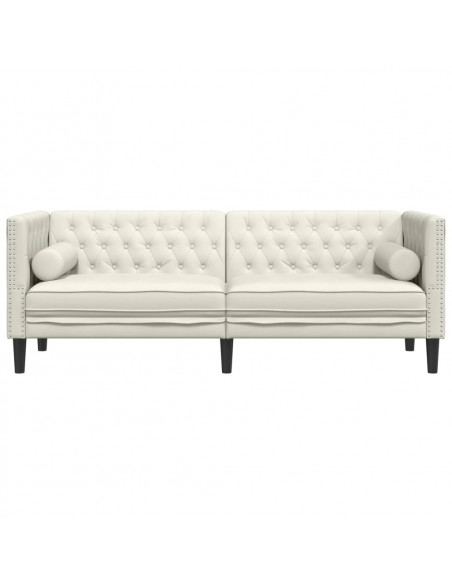 Divano Chesterfield con Rinforzi 3 Posti Crema in Velluto