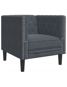 Poltrona Chesterfield Grigio Scuro in Velluto 2