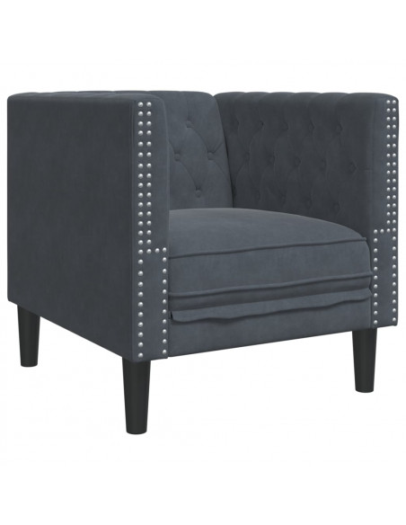 Poltrona Chesterfield Grigio Scuro in Velluto