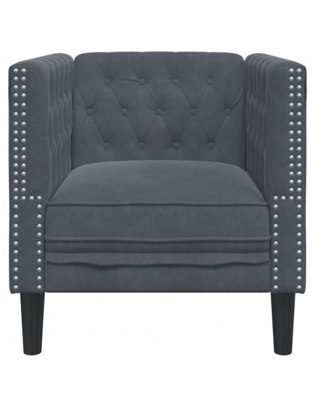 Poltrona Chesterfield Grigio Scuro in Velluto