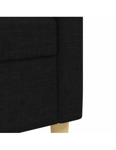 Set Divani 4 pz con Poggiapiedi e Cuscini Nero in Tessuto