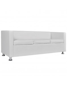 Set Divani a 2 e a 3 Posti in Similpelle Bianco 2