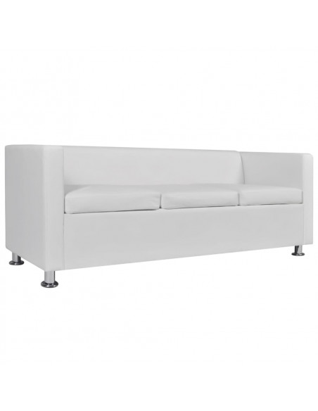 Set Divani a 2 e a 3 Posti in Similpelle Bianco
