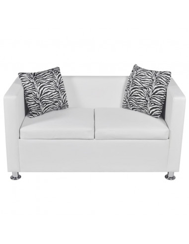 Set Divani a 2 e a 3 Posti in Similpelle Bianco