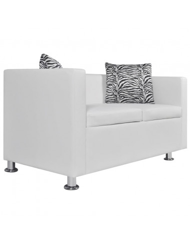 Set Divani a 2 e a 3 Posti in Similpelle Bianco