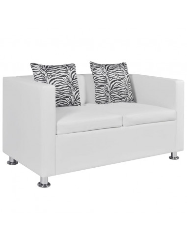 Set Divani a 2 e a 3 Posti in Similpelle Bianco