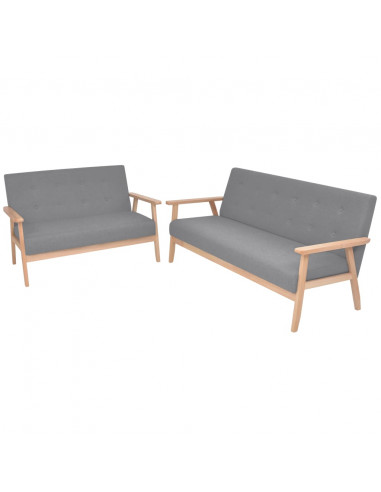 Set di Divani 2 pz in Tessuto Grigio Chiaro