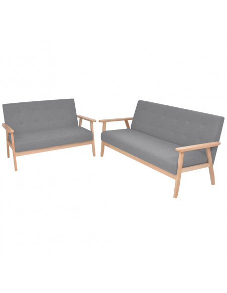 Set di Divani 2 pz in Tessuto Grigio Chiaro