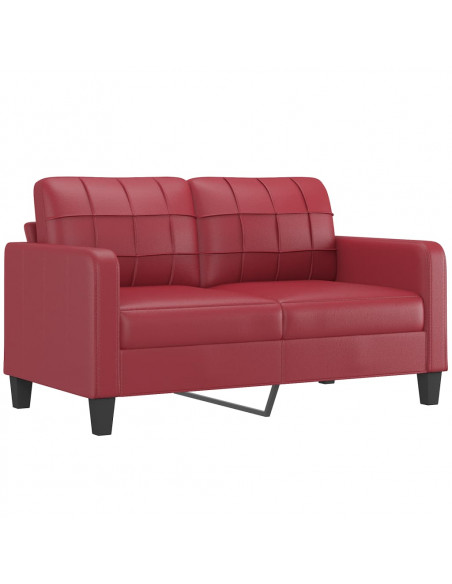 Set di Divani 2 pz con Cuscini Rosso Vino in Similpelle