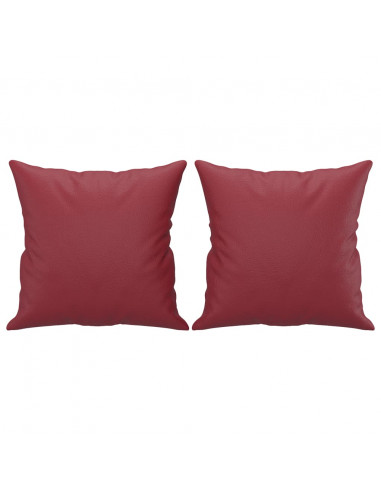 Set di Divani 2 pz con Cuscini Rosso Vino in Similpelle