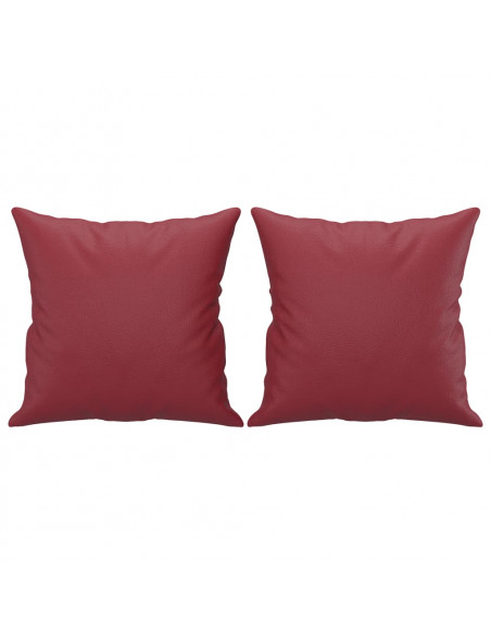 Set di Divani 2 pz con Cuscini Rosso Vino in Similpelle