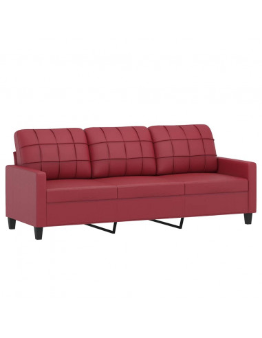 Set di Divani 2 pz con Cuscini Rosso Vino in Similpelle