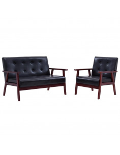 Set di Divani 2 pz Nero in Similpelle 2