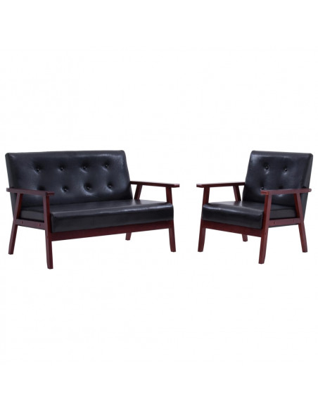 Set di Divani 2 pz Nero in Similpelle