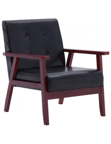 Set di Divani 3 pz Nero in Similpelle