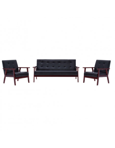 Set di Divani 3 pz Nero in Similpelle