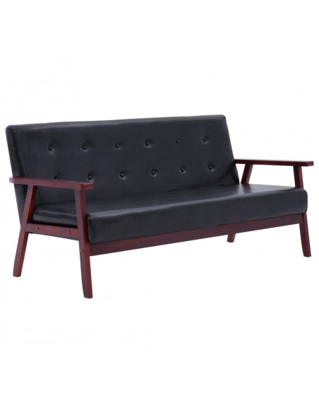 Set di Divani 3 pz Nero in Similpelle