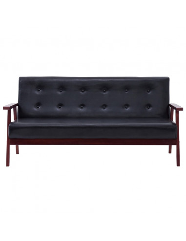 Set di Divani 3 pz Nero in Similpelle