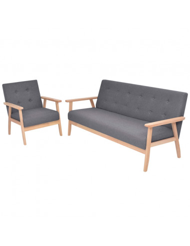 Set di Divani 2 pz in Tessuto Grigio Scuro