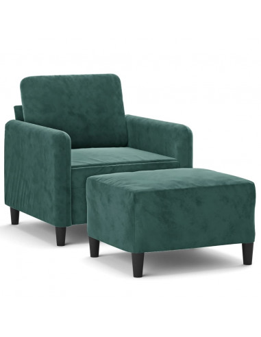 Poltroncina con Poggiapiedi Verde Scuro 60 cm in Velluto