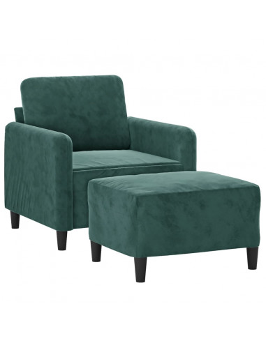 Poltroncina con Poggiapiedi Verde Scuro 60 cm in Velluto