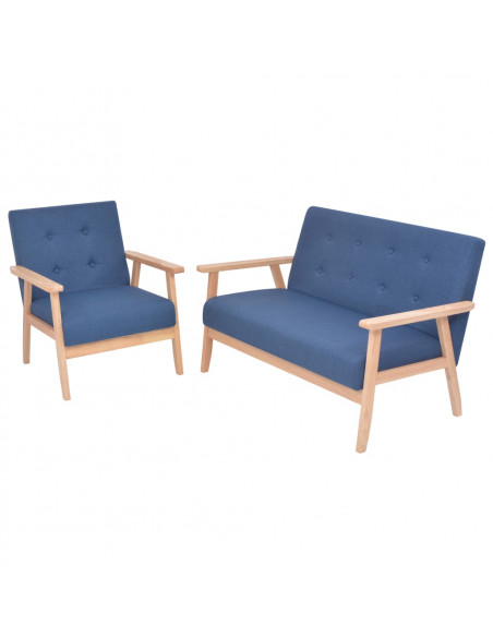 Set di Divani 2 pz in Tessuto Blu