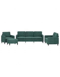 Set di Divani 4 pz Verde Scuro in Velluto 2