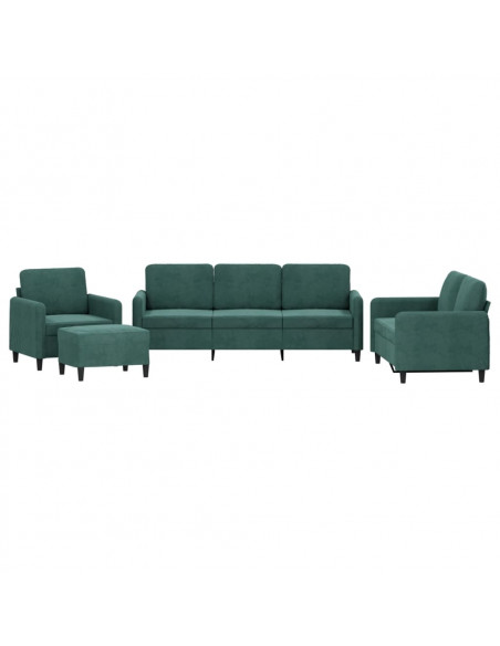 Set di Divani 4 pz Verde Scuro in Velluto