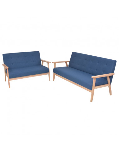 Set di Divani 2 pz in Tessuto Blu