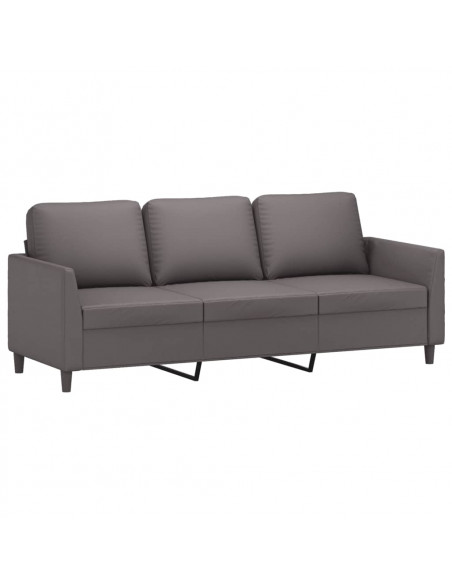 Set di Divani 3 pz con Cuscini Grigio in Similpelle