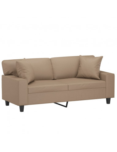 Divano a 2 Posti con Cuscini Cappuccino 140 cm in Similpelle