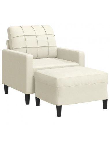 Poltrona con Poggiapiedi Crema 60 cm in Velluto