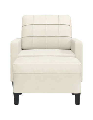 Poltrona con Poggiapiedi Crema 60 cm in Velluto