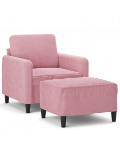 Poltrona con Poggiapiedi Rosa 60 cm Velluto 2