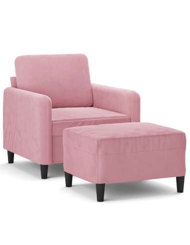 Poltrona con Poggiapiedi Rosa 60 cm Velluto