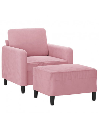 Poltrona con Poggiapiedi Rosa 60 cm Velluto