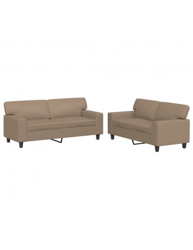 Set di Divani 2 pz Cappuccino in Similpelle