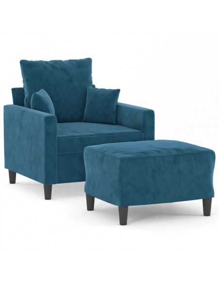 Poltrona con Poggiapiedi Blu 60 cm in Velluto
