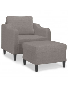 Poltrona con Poggiapiedi Tortora 60 cm in Tessuto 2