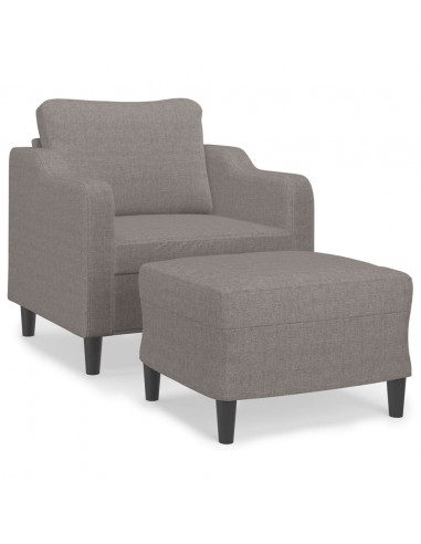 Poltrona con Poggiapiedi Tortora 60 cm in Tessuto