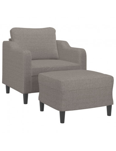 Poltrona con Poggiapiedi Tortora 60 cm in Tessuto