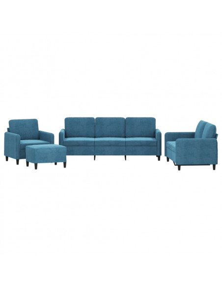 Set di Divani 4 pz Blu in Velluto