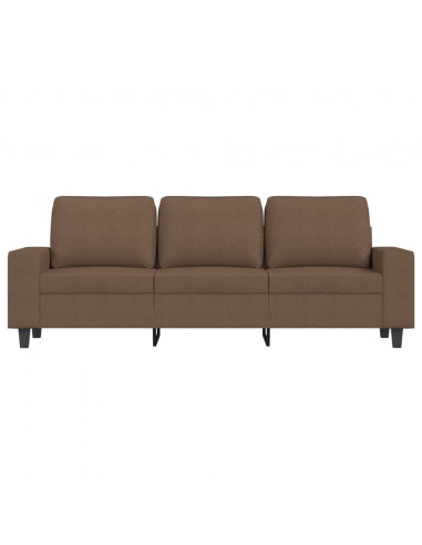 Divano a 3 Posti con Poggiapiedi Marrone 180 cm in Tessuto