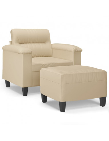 Poltrona con Poggiapiedi crema 60 cm in Tessuto Microfibra