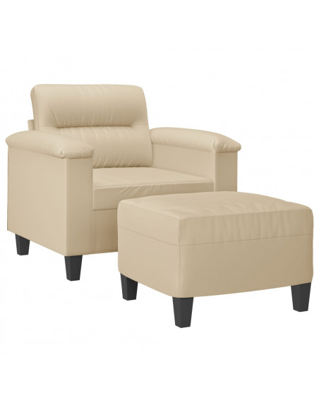 Poltrona con Poggiapiedi crema 60 cm in Tessuto Microfibra