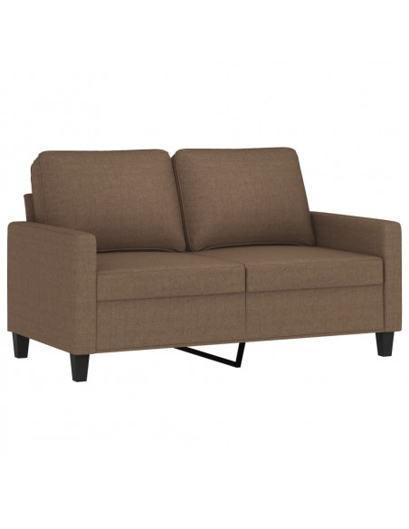 Set di Divani 3 pz con Cuscini Marrone in Tessuto
