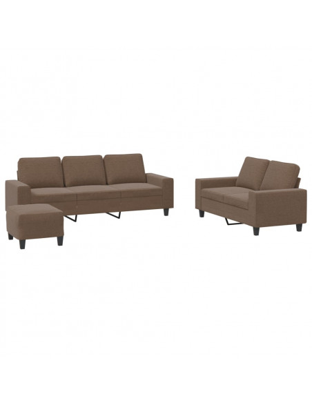 Set di Divani 3 pz Marrone in Tessuto