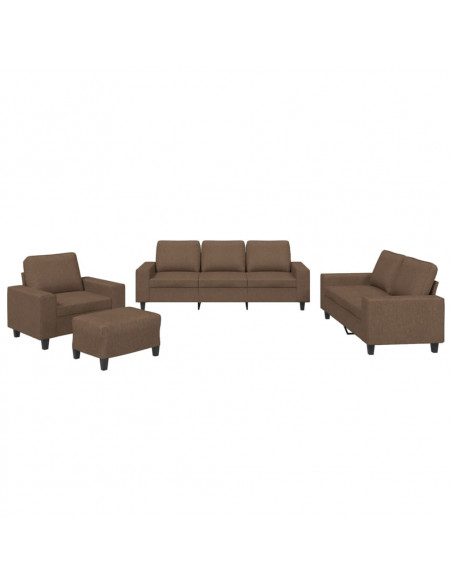 Set di Divani 4 pz Marrone in Tessuto