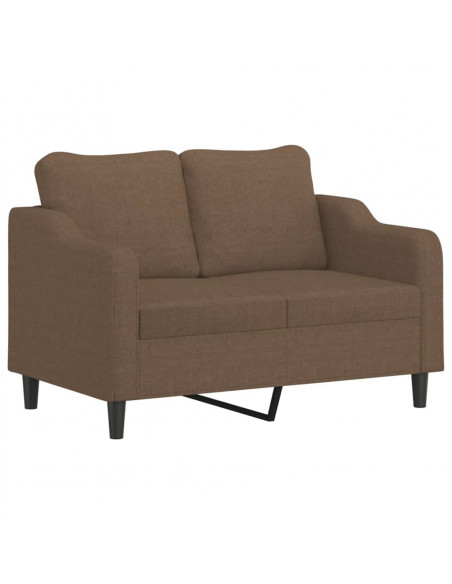 Set di Divani 3 pz con Cuscini Marrone in Tessuto